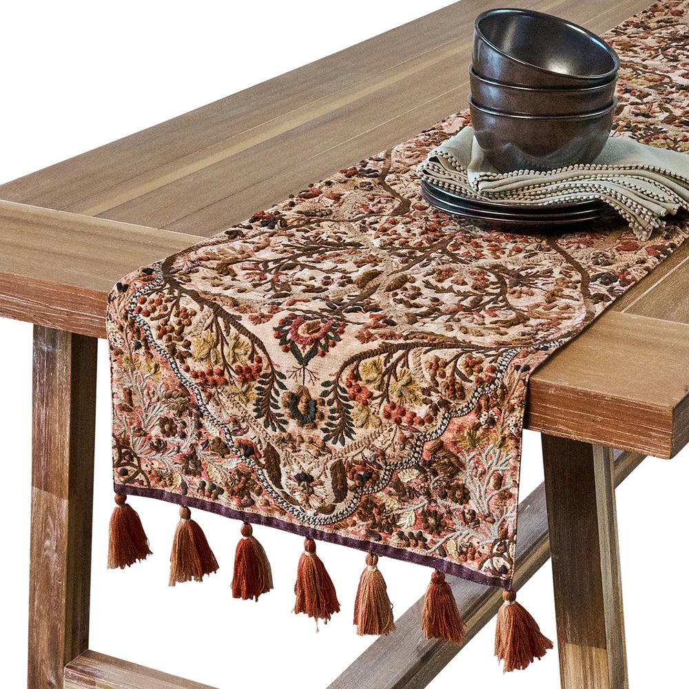 Willa Embroidered 18" x 90" Runner - Amber