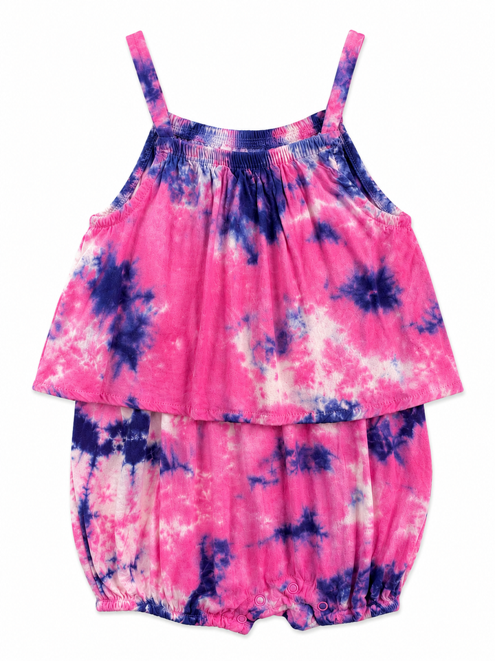Pink & Navy Tie-Dye Romper