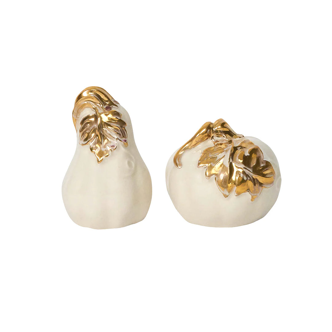 Forest Walk Pumpkin Salt &amp; Pepper Shakers - Gold