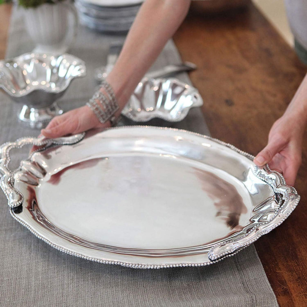 Pearl Denisse Oval Tray With Handles