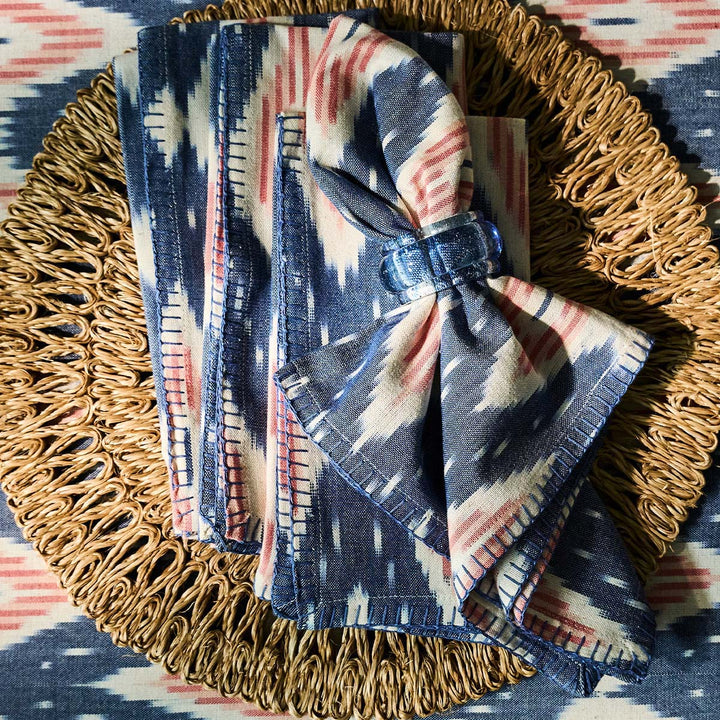 Ikat Napkin Set/4 - Blue/Pink
