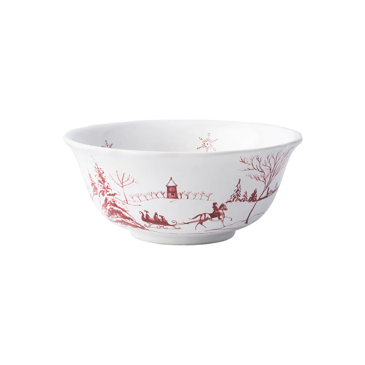 Country Estate Winter Frolic Cereal/Ice Cream Bowl - Ruby