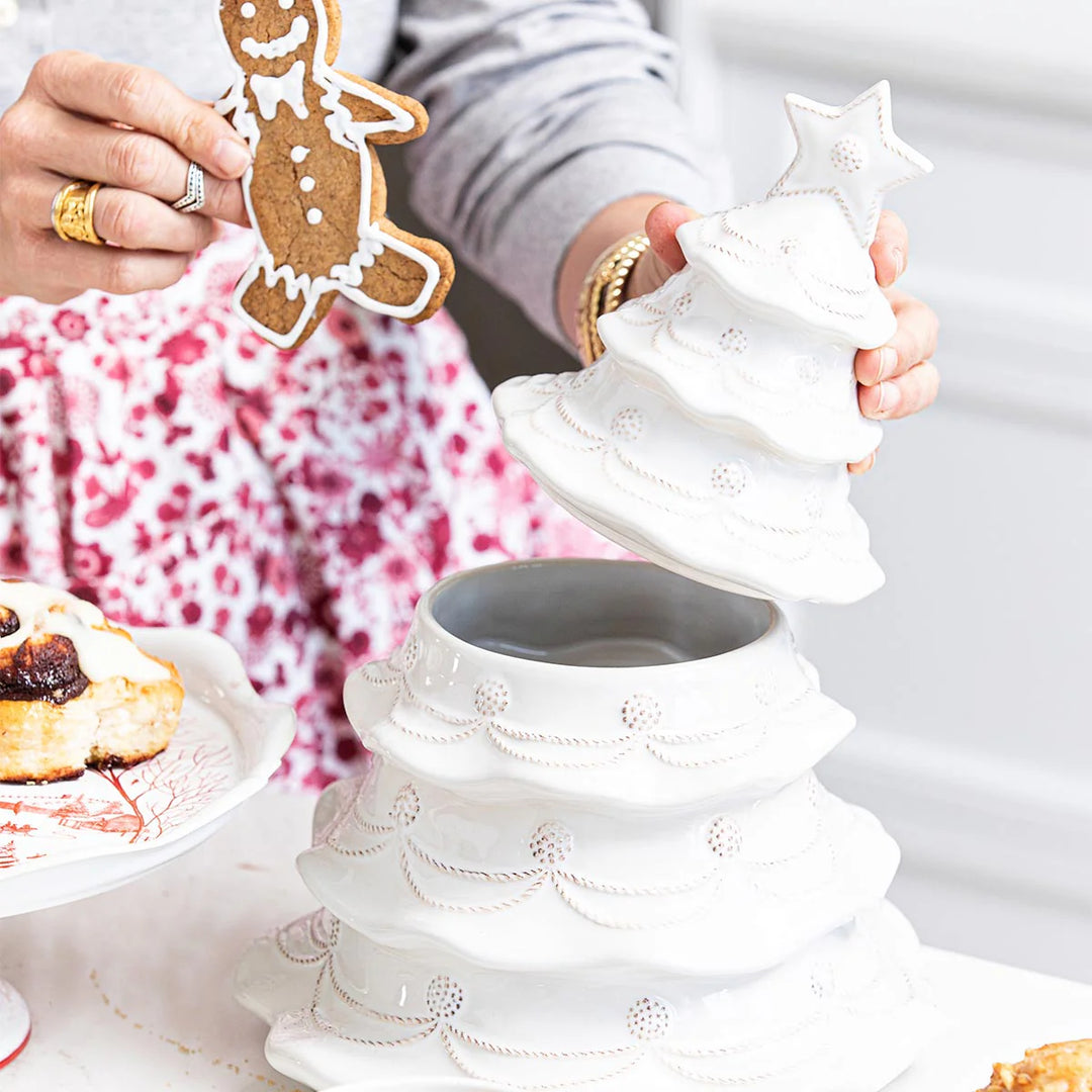 Berry &amp; Thread Whitewash Christmas Tree Cookie Jar