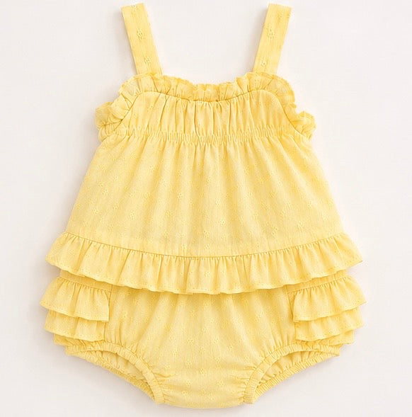 Banana Eyelet Bloomer Set