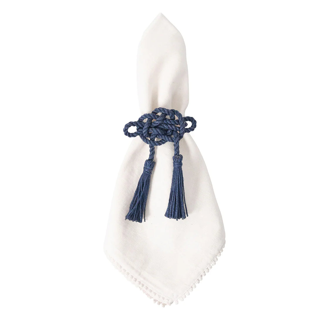 Mystic Knot Napkin Ring Set/4 - Navy