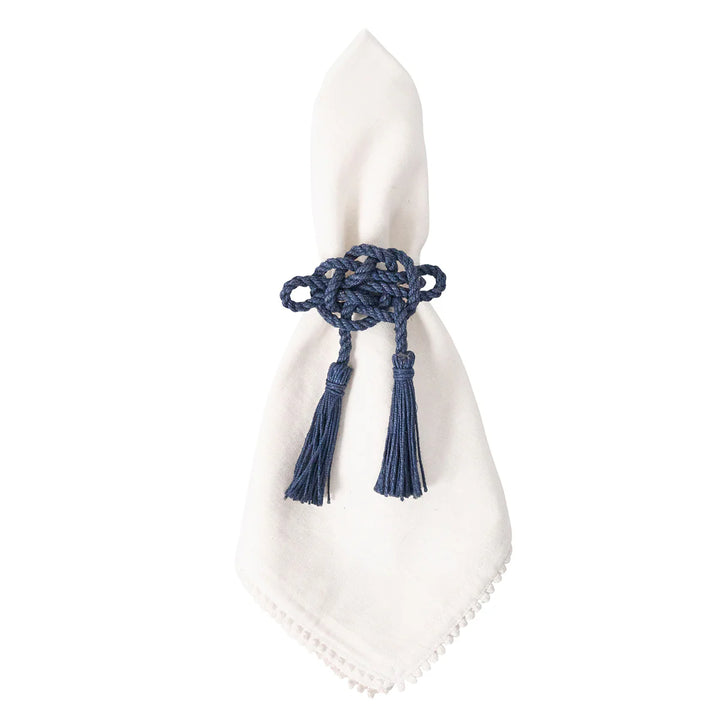 Mystic Knot Napkin Ring Set/4 - Navy
