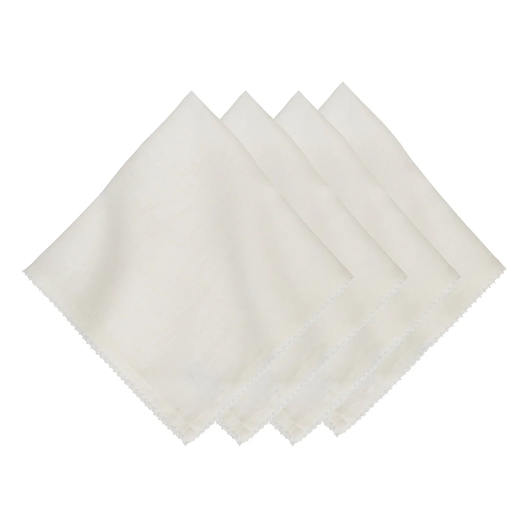 Berry Scallop Napkin Set/4 - White