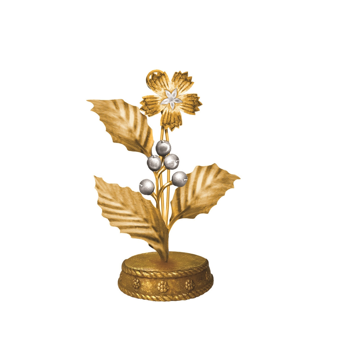 Forest Walk Holly Place Card Holder - Gold/Silver