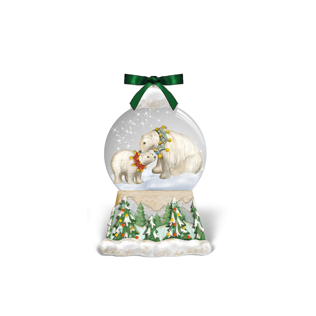 Berry &amp; Thread North Pole Polar Bear Snow Globe Place Card Holder