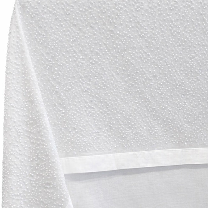 Beaded 60" x 130" Tablecloth – White