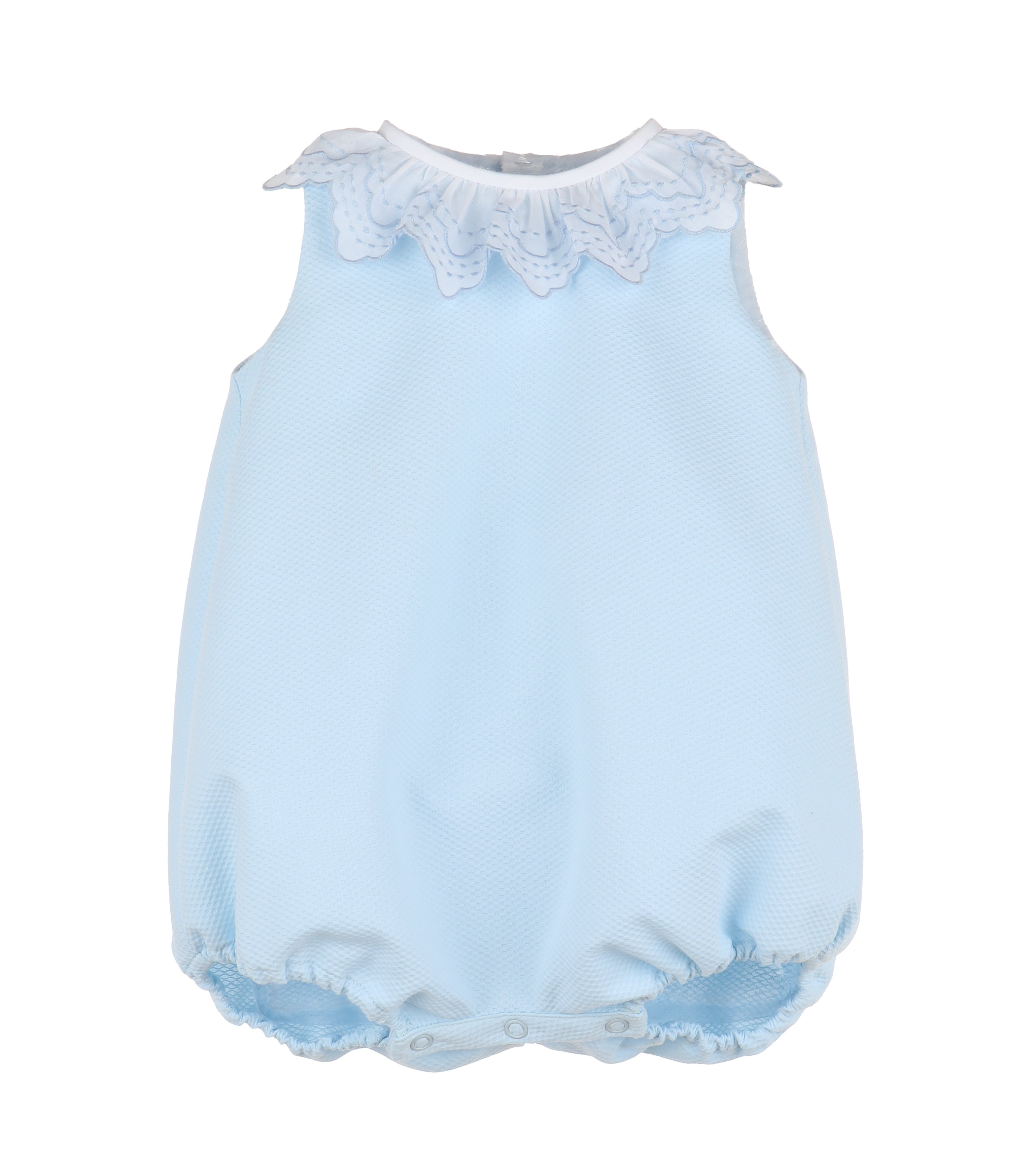 Blue Pique Bubble w/ Embroidered Collar