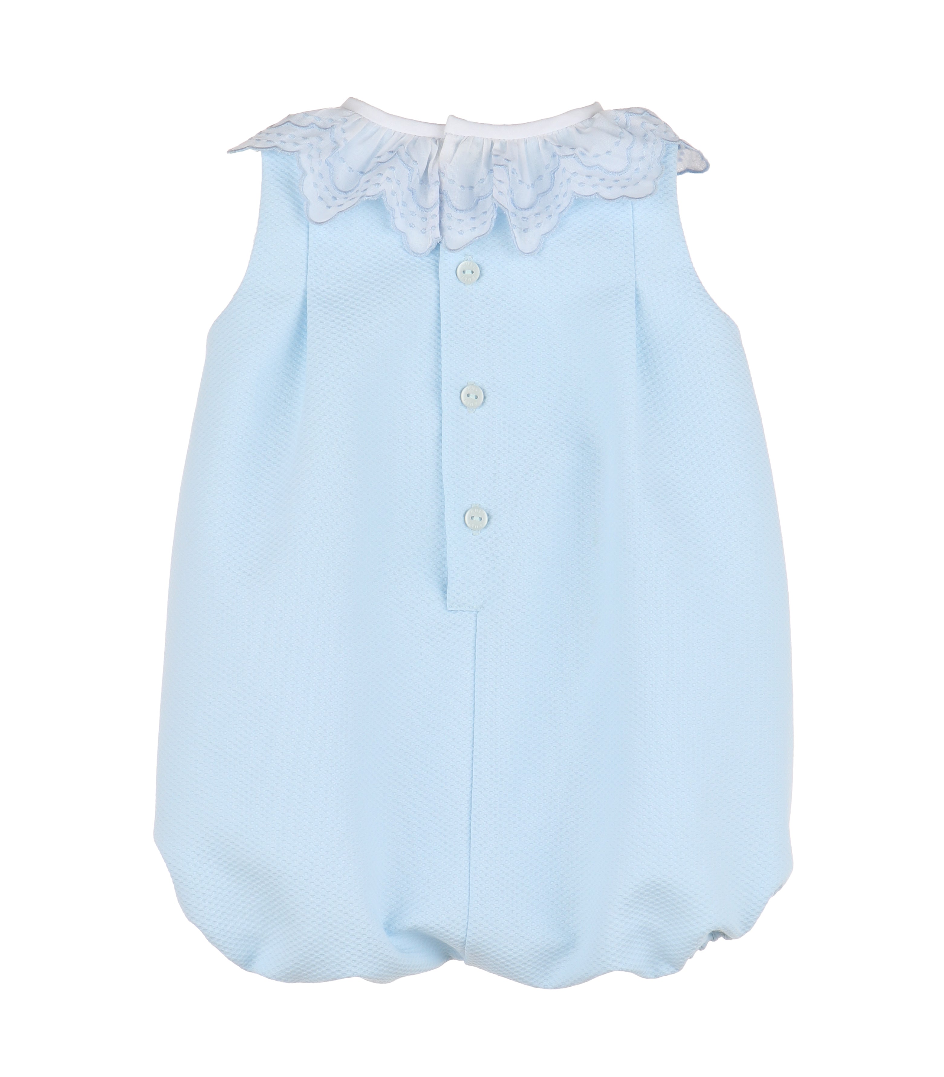 Blue Chic Embroidered Ruffle Bubble