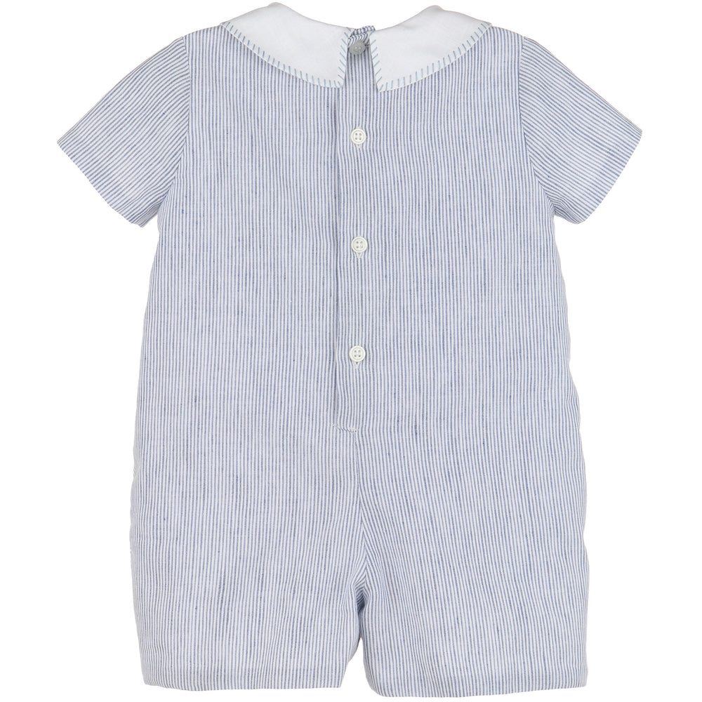 Boy's Blue Pinstripe Romper