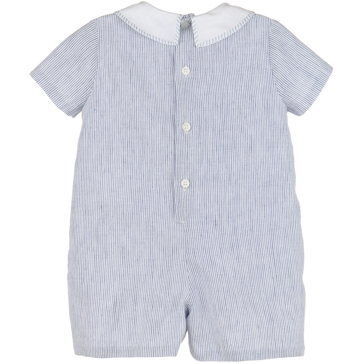 Boy's Blue Pinstripe Romper