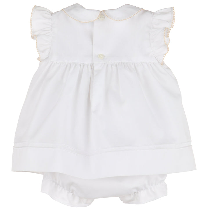 White w/ Beige Sweet Smock Dress