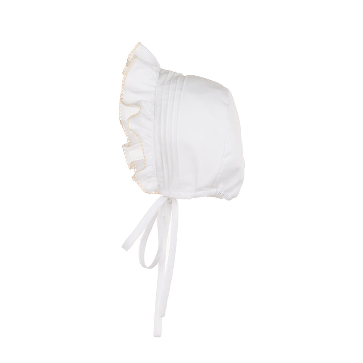 White w/ Beige Sweet Smock Dress
