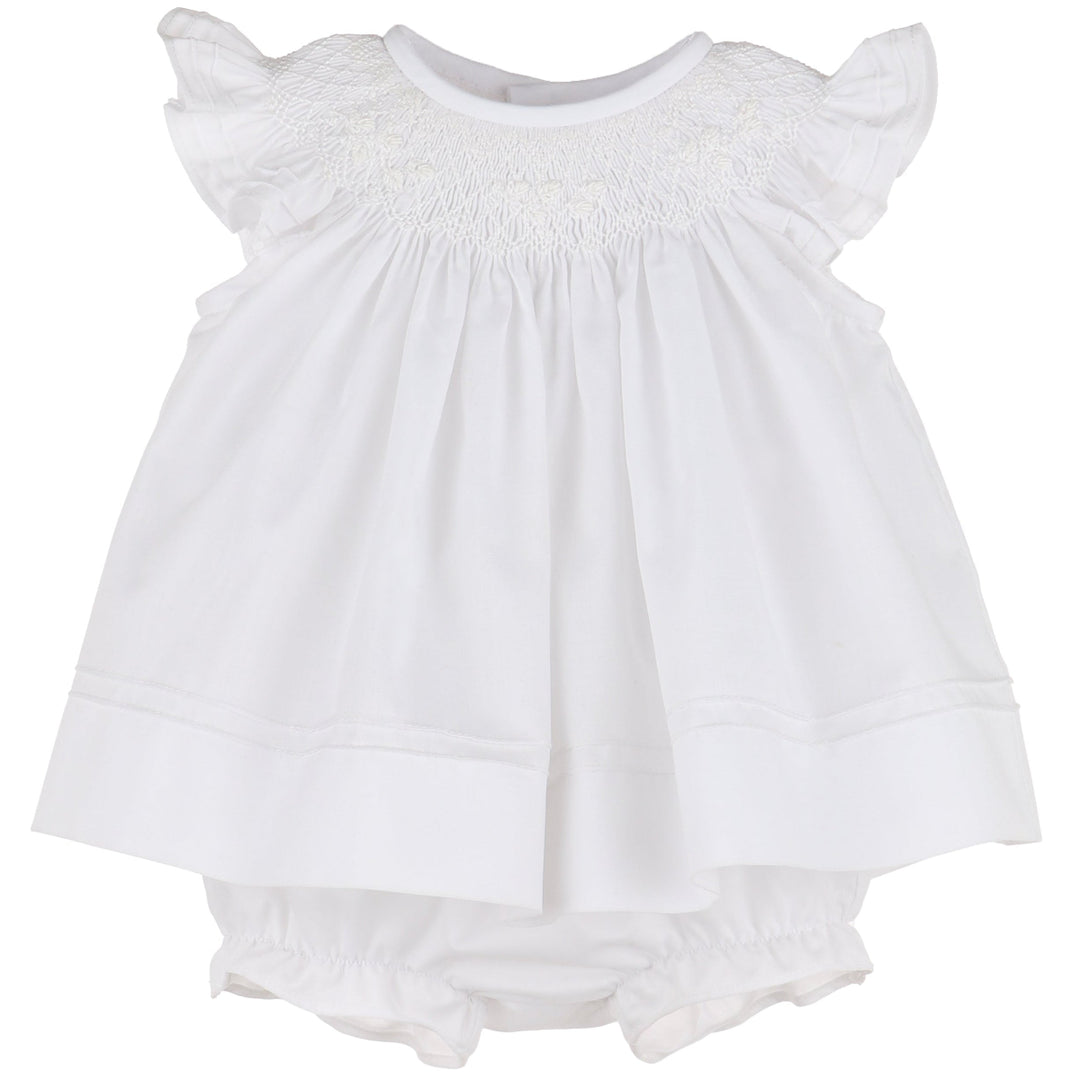 White Color Combo Smock Bishop