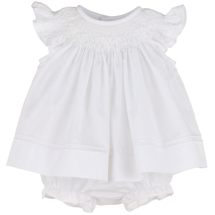 White Color Combo Smock Bishop