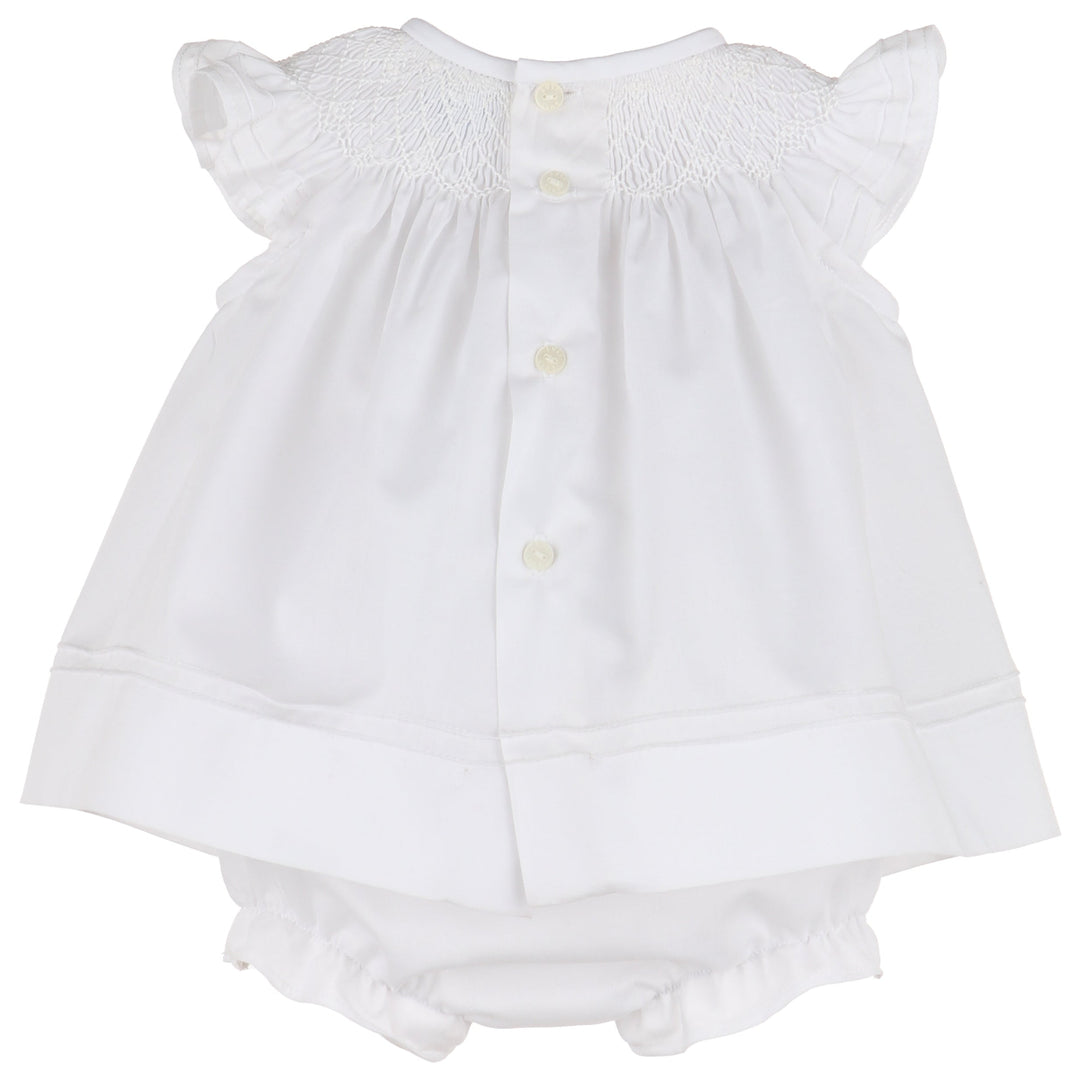 White Color Combo Smock Bishop