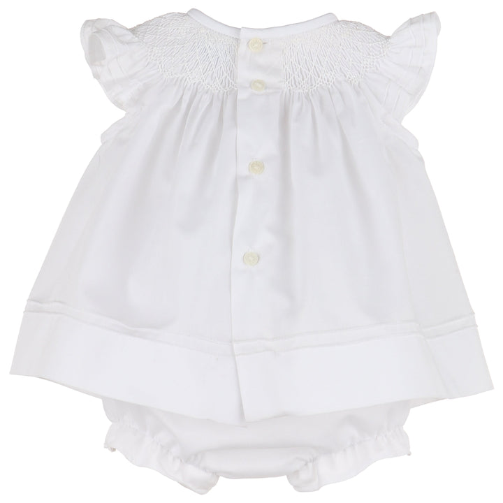 White Color Combo Smock Bishop