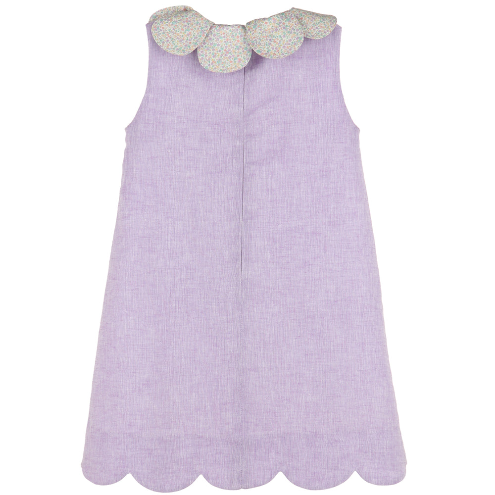 Lilac Petal Print Scallops Dress