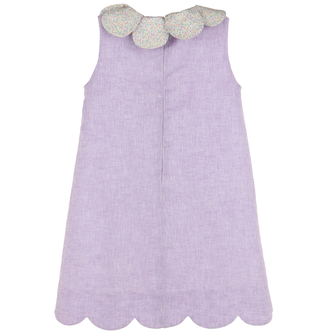 Lilac Petal Print Scallops Dress