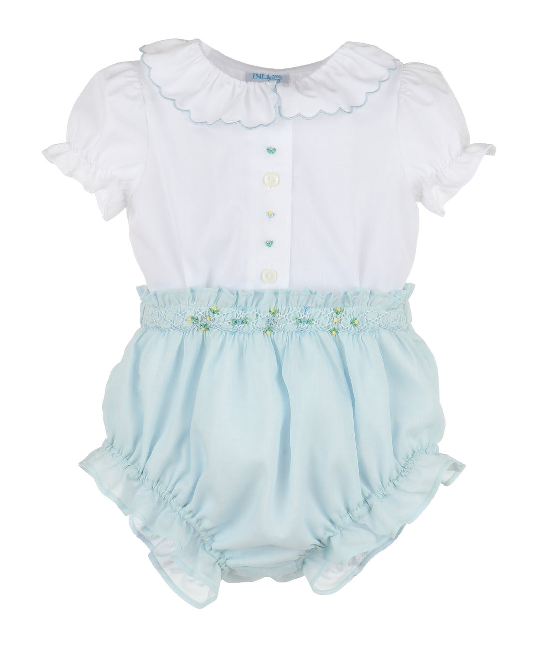 Blue Classical Diamond Smock Set