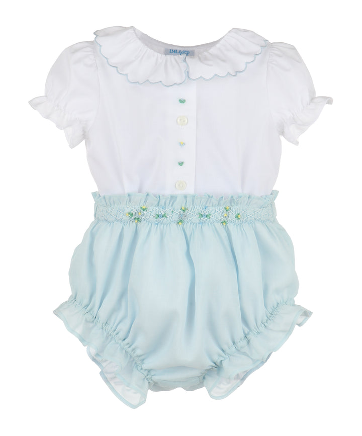 Blue Classical Diamond Smock Set
