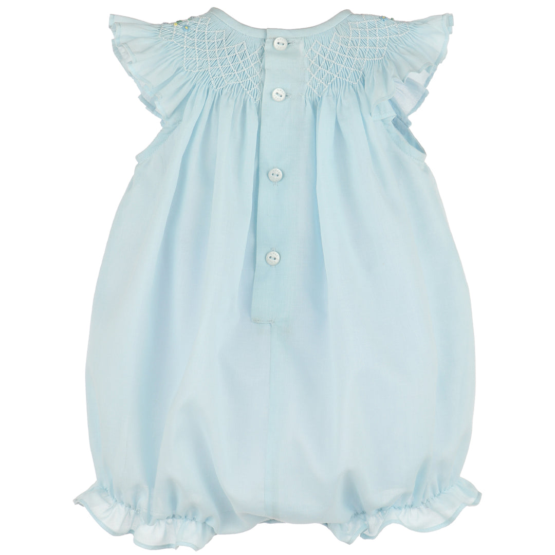 Blue Floral Diamond Smocked Bubble