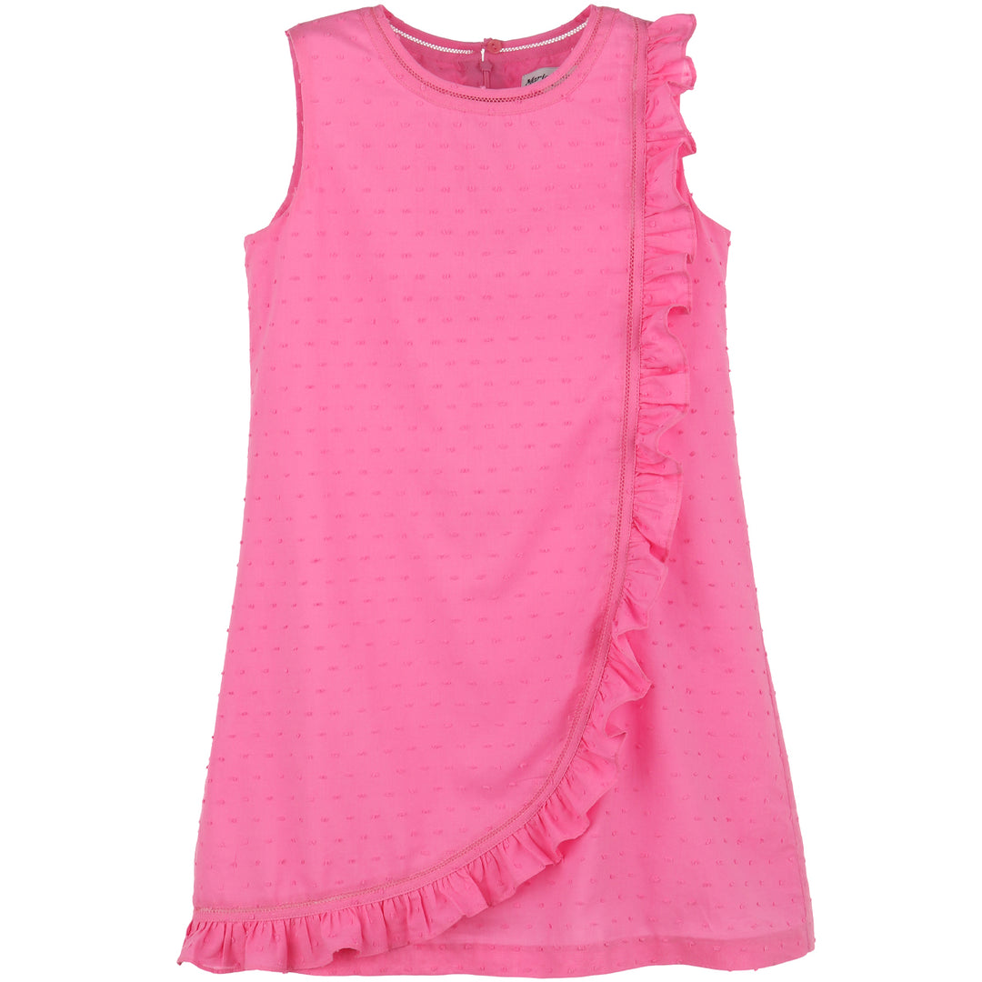 Fuchsia Classic Swiss Dot Ruffle Dress