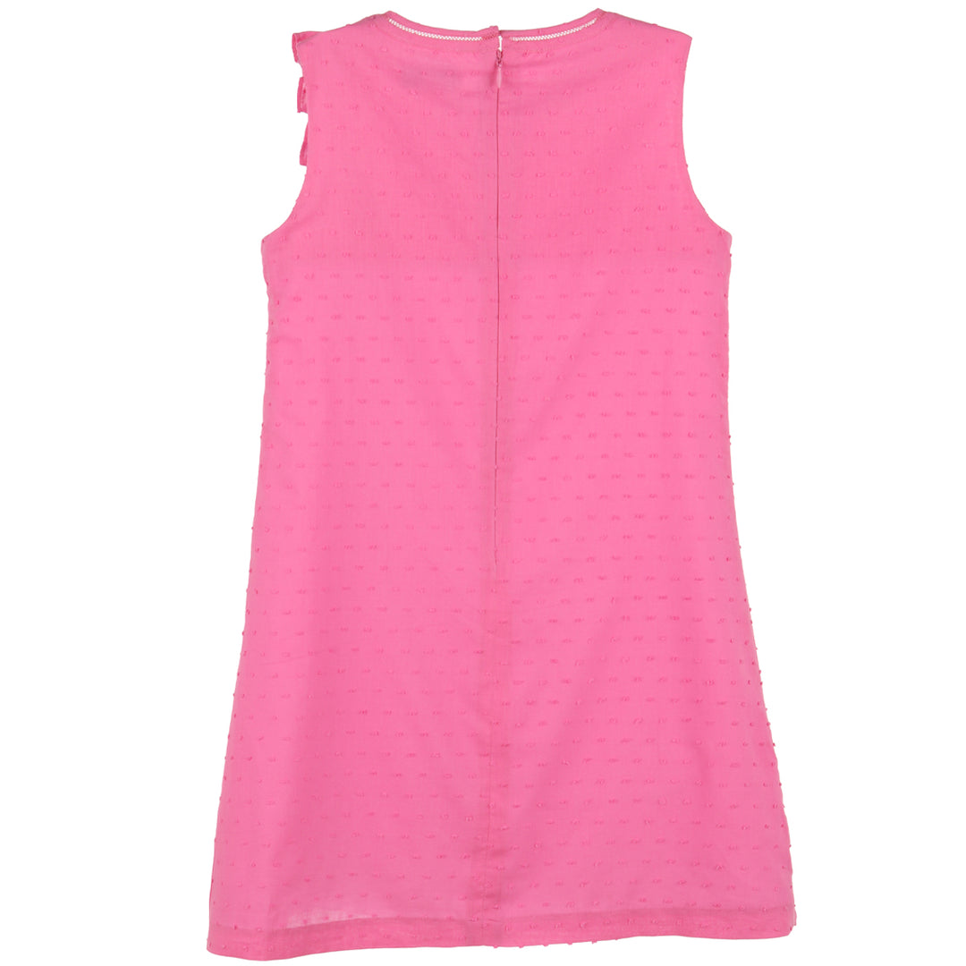 Fuchsia Classic Swiss Dot Ruffle Dress