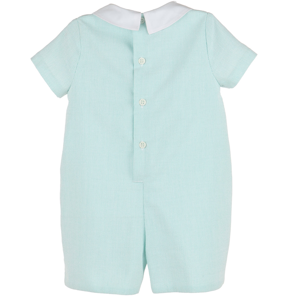 Aqua Pinstripes Boy Romper