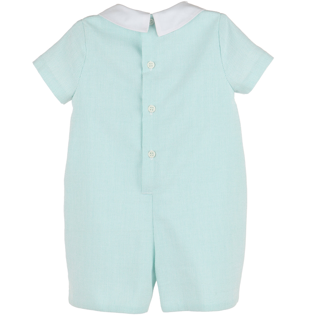 Aqua Pinstripes Boy Romper
