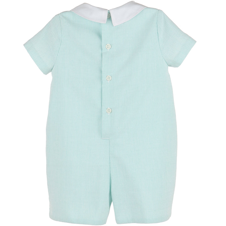 Aqua Pinstripes Boy Romper