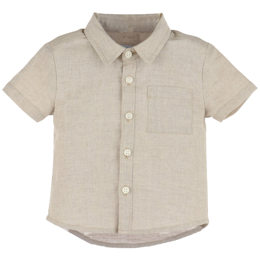 Boys Beige Linen Shirt