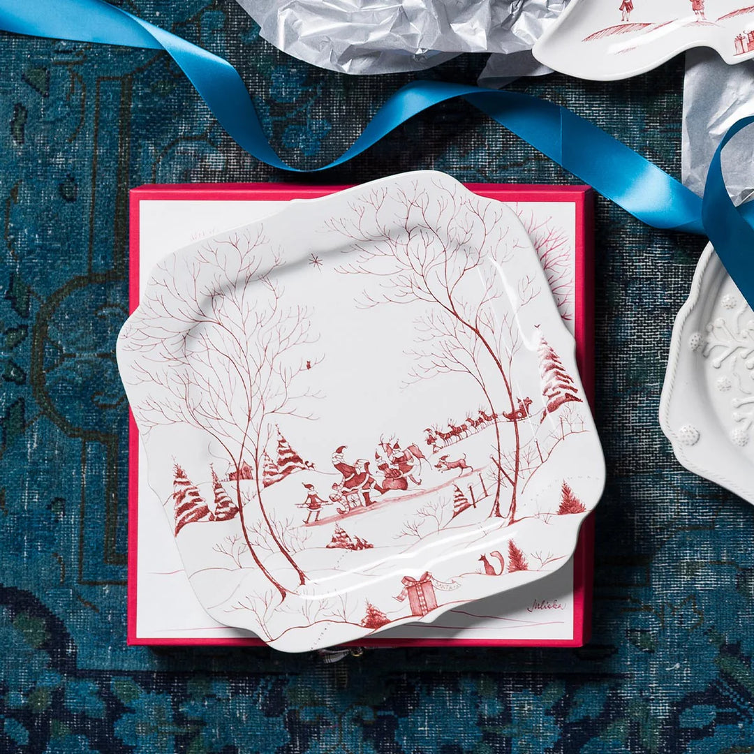 Country Estate Winter Frolic 12" Cookie Tray - Ruby