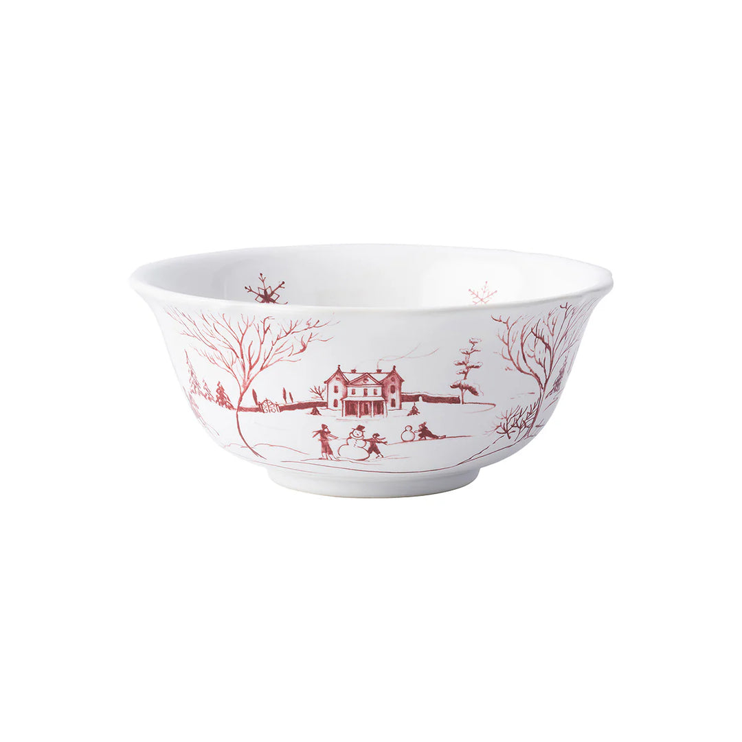 Country Estate Winter Frolic Cereal/Ice Cream Bowl - Ruby