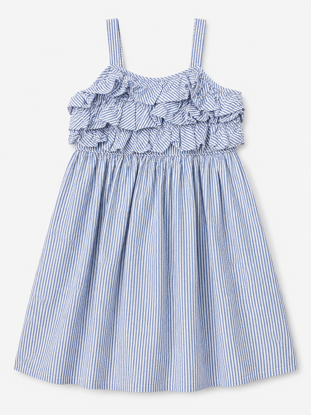 Blue and White Striped Seersucker Sundress