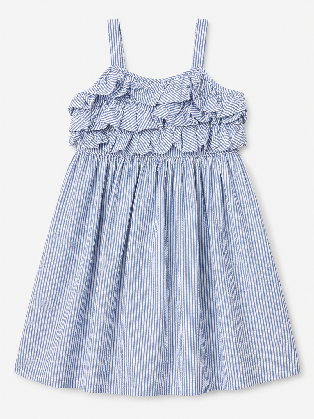 Blue and White Striped Seersucker Sundress