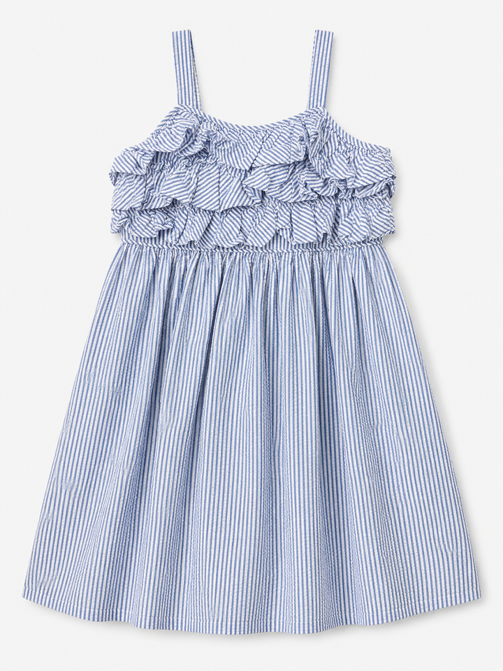 Blue and White Striped Seersucker Sundress