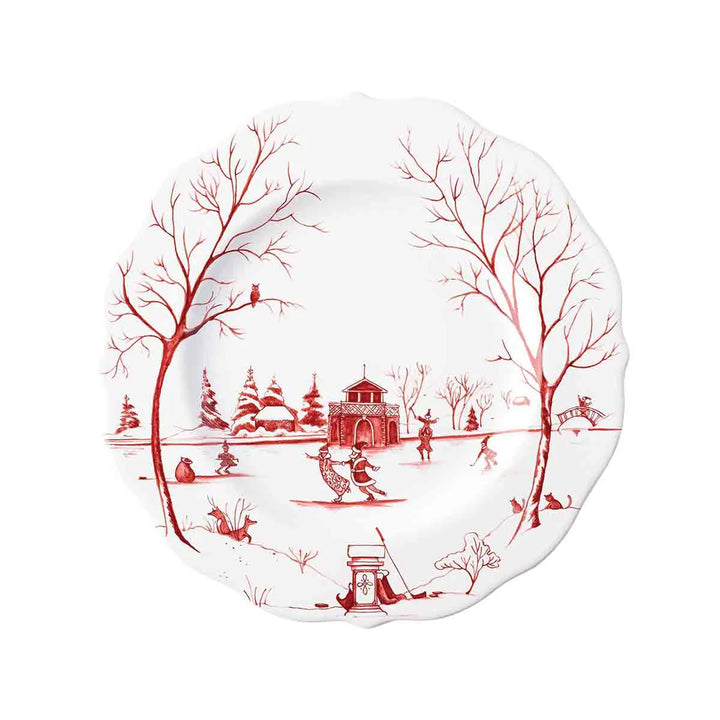Country Estate Winter Frolic Dessert/Salad Plate - Ruby