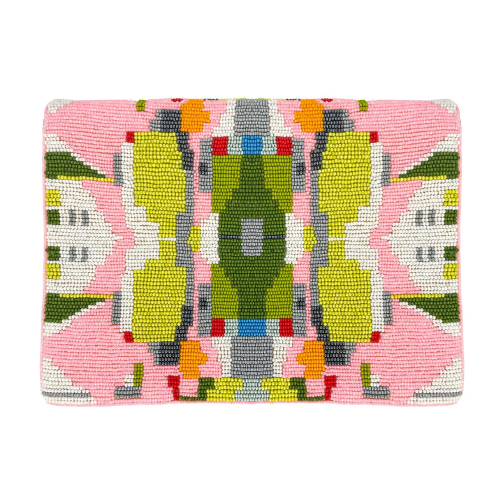 Poppy Pink Beaded Clutch