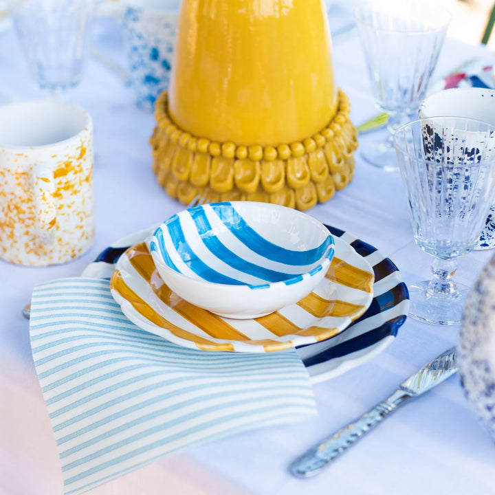 Amalfitana Cobalt Stripe Dinner Plate
