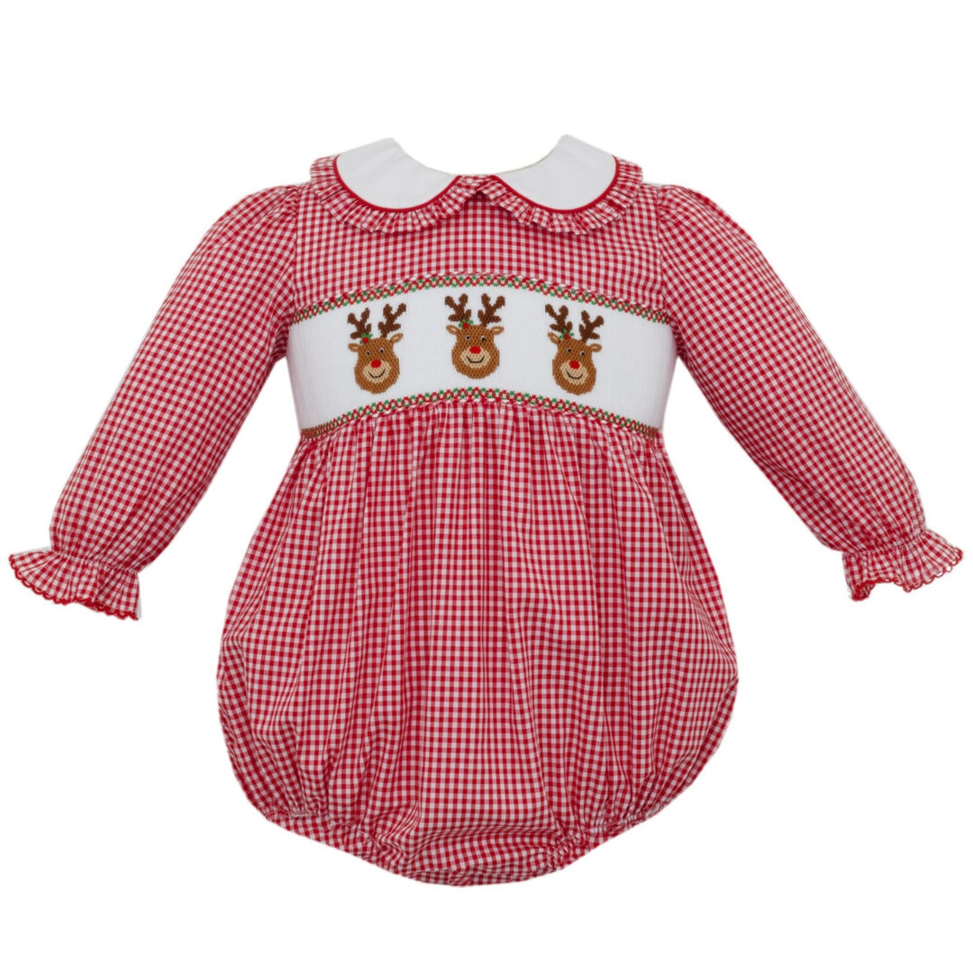 Reindeer Face Red Gingham Girl&