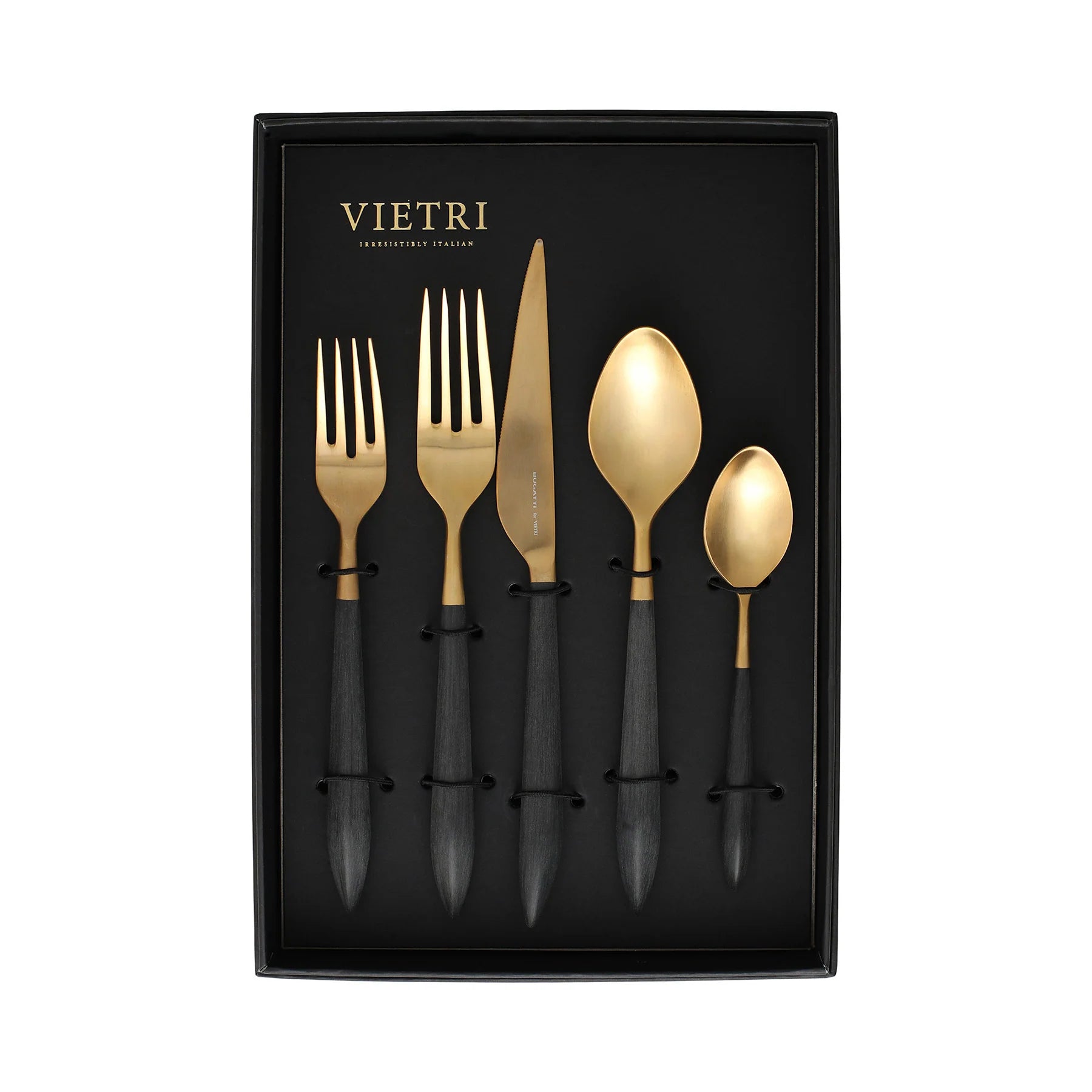 Ares Oro & Black Five-Piece Boxed Place Setting - Set of 4