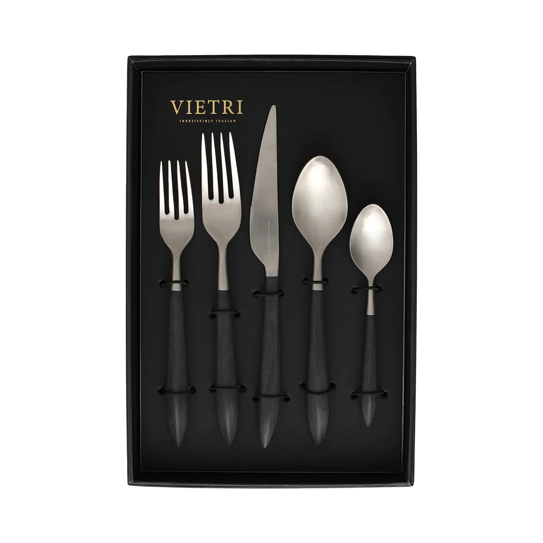 Ares Argento & Black Five-Piece Boxed Place Setting - Set of 4