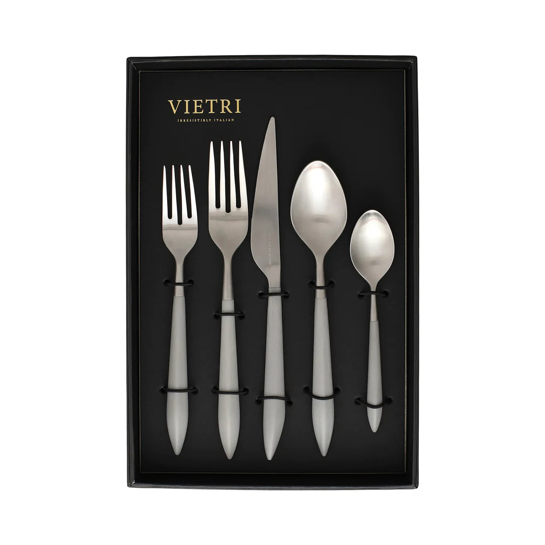 Ares Argento & Light Gray Five-Piece Boxed Place Setting - Set of 4
