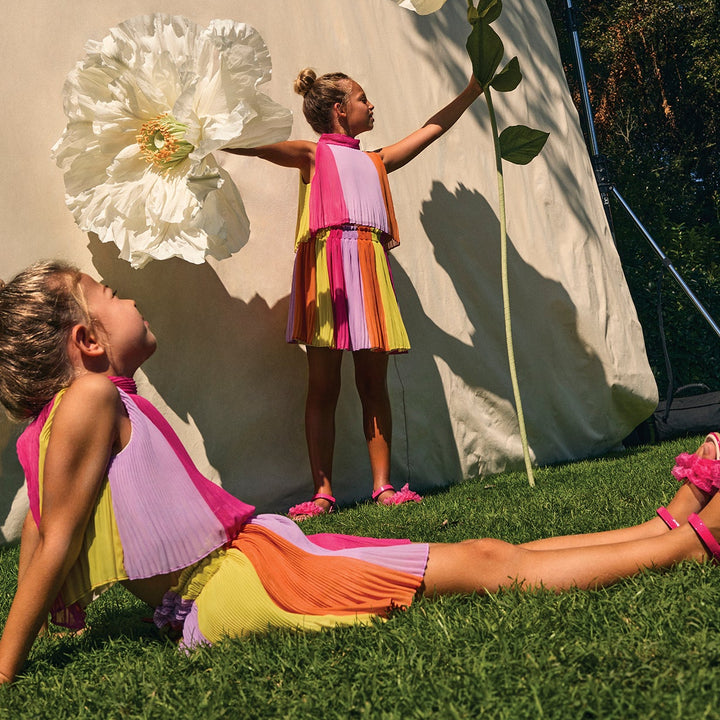 Multicolor Block Skirt Set