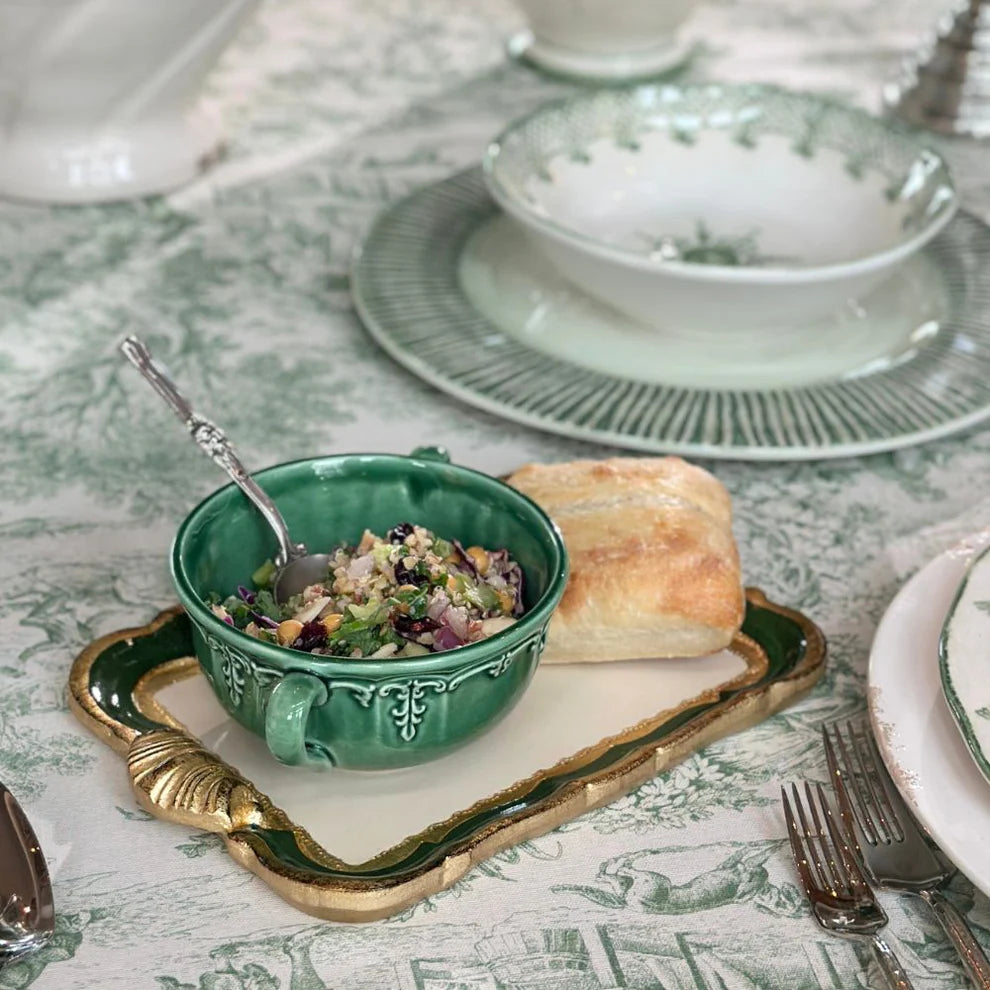 Small Florentino Baroque Wooden Tray - Green