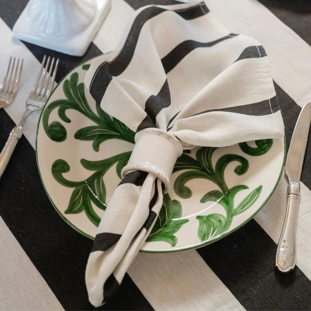 Portofino Bold Black Stripe Large Linen Napkin